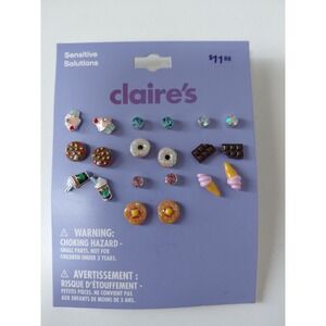 Claire's Sensitive Solutions 10 Pair Fun Snacks Stud Earrings, NWT